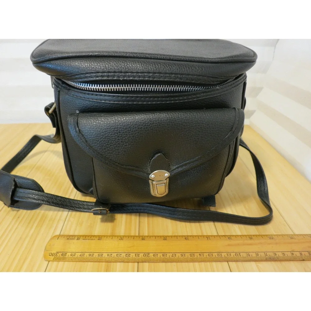 Vintage Kane-M Brand Black Zippered Bag Case With Strap 9x8x6 in. Made‎ in Korea
